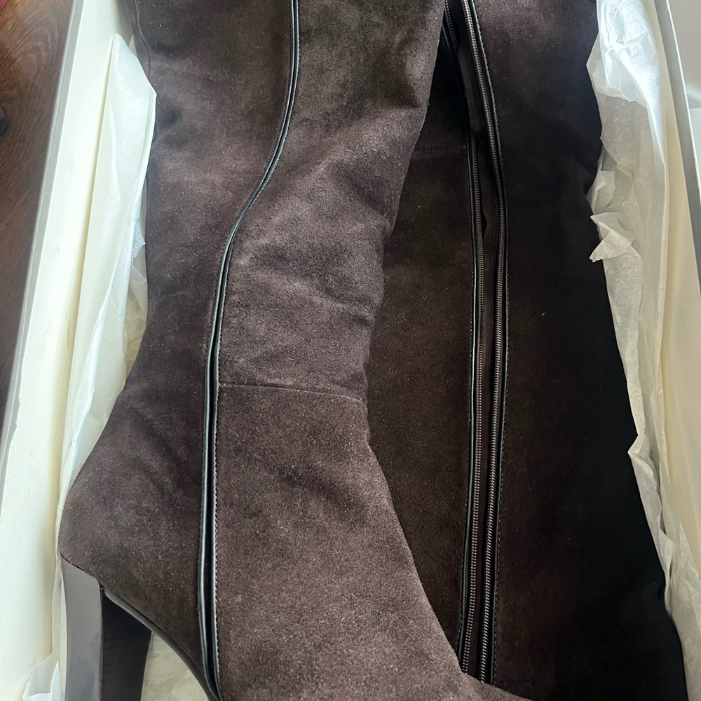 Cole Haan Dark Brown Suede Heeled Boots
